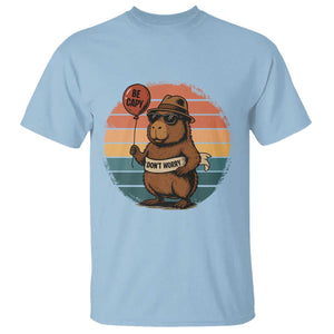 Funny Capybara T Shirt Be Capy Do Not Worry For Animal Lovers TS12 Light Blue Print Your Wear