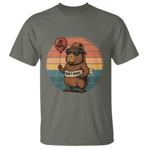 Funny Capybara T Shirt Be Capy Do Not Worry For Animal Lovers TS12 Military Green Print Your Wear