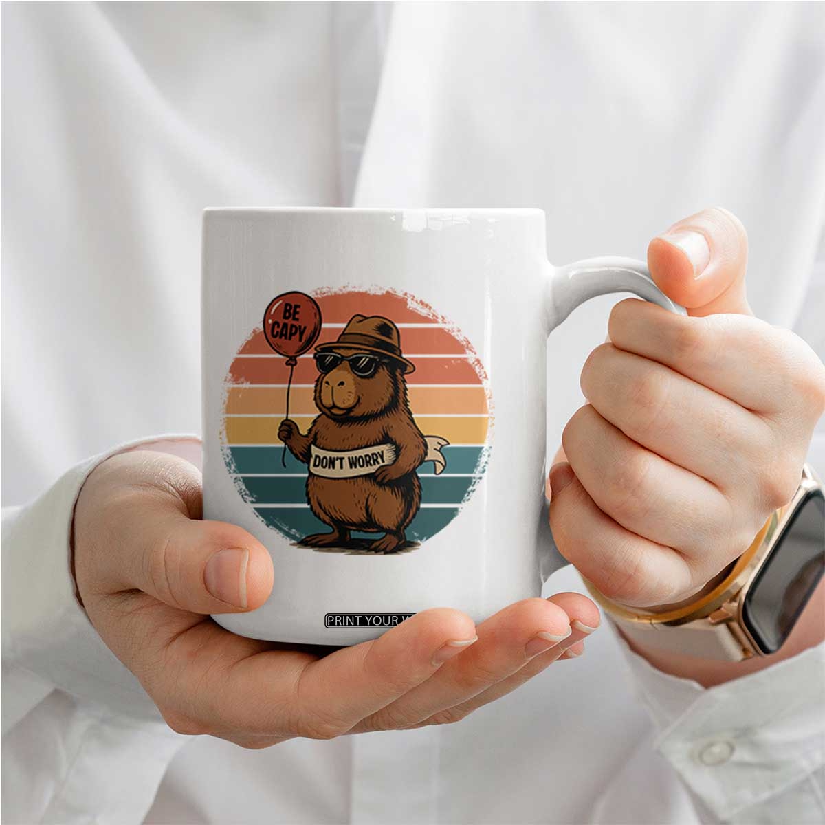 Funny Capybara Coffee Mug Be Capy Do Not Worry For Animal Lovers TS12 Print Your Wear