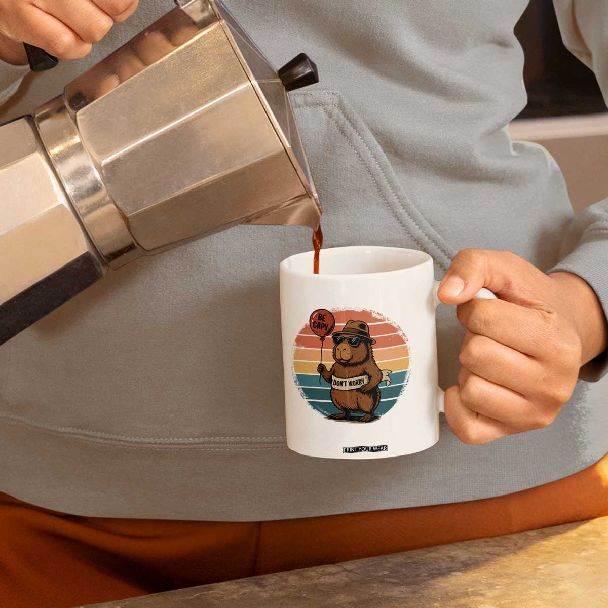 Funny Capybara Coffee Mug Be Capy Do Not Worry For Animal Lovers TS12 Print Your Wear