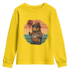Funny Capybara Youth Sweatshirt Be Capy Do Not Worry For Animal Lovers TS12 Daisy Print Your Wear