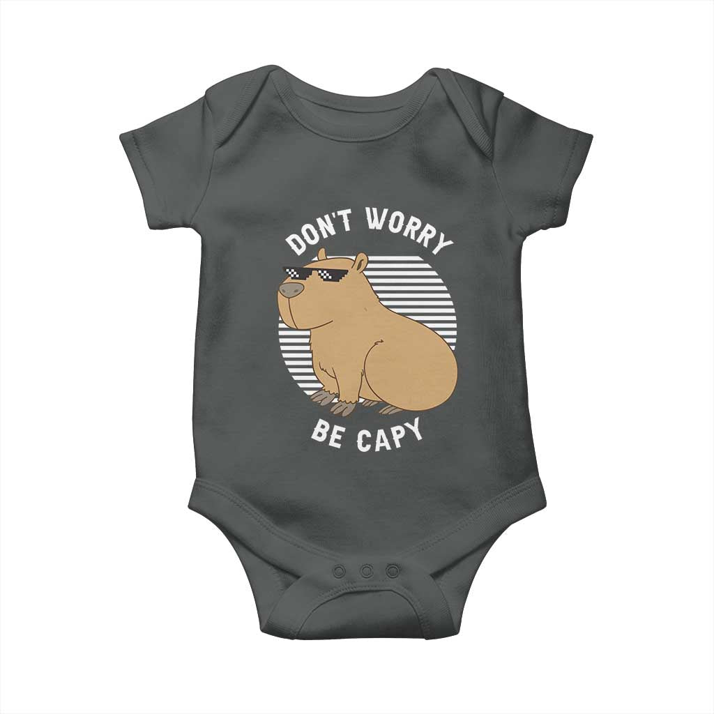 Funny Capybara Baby Onesie Do Not Worry Be Capy Chill Animal Lover Gift TS12 Dark Heather Print Your Wear