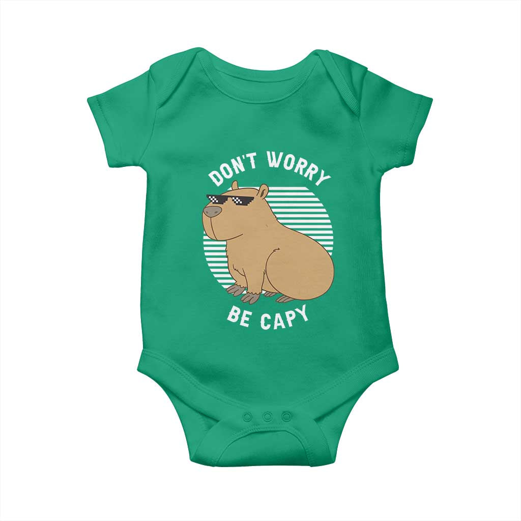 Funny Capybara Baby Onesie Do Not Worry Be Capy Chill Animal Lover Gift TS12 Irish Green Print Your Wear