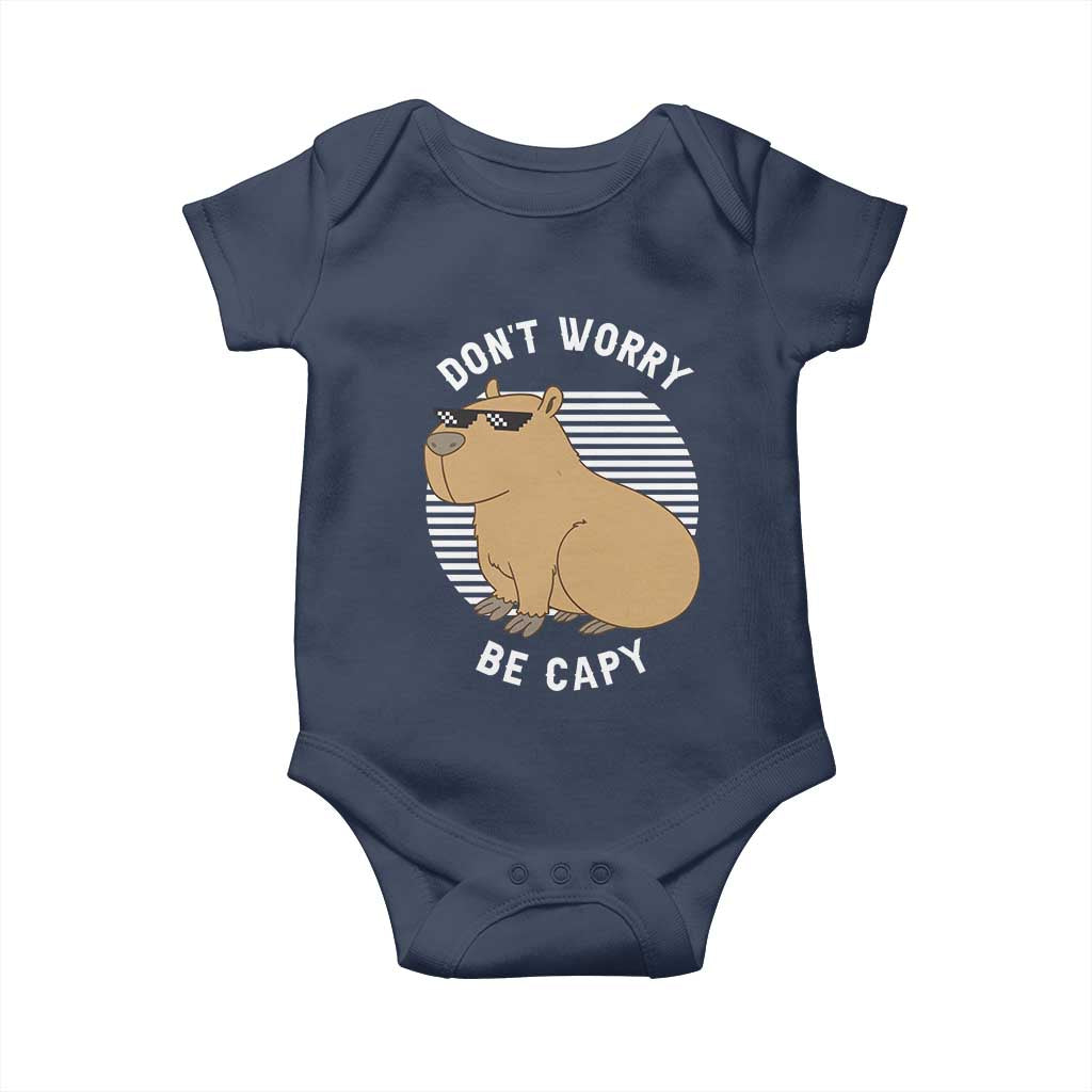 Funny Capybara Baby Onesie Do Not Worry Be Capy Chill Animal Lover Gift TS12 Navy Print Your Wear