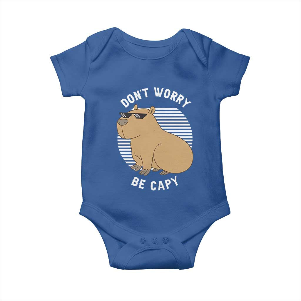 Funny Capybara Baby Onesie Do Not Worry Be Capy Chill Animal Lover Gift TS12 Royal Blue Print Your Wear