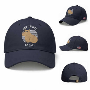 Funny Capybara Baseball Cap Do Not Worry Be Capy Chill Animal Lover Gift TS12 Baseball Cap Universal Fit Navy Print Your Wear