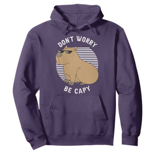 Funny Capybara Hoodie Do Not Worry Be Capy Chill Animal Lover Gift TS12 Purple Print Your Wear