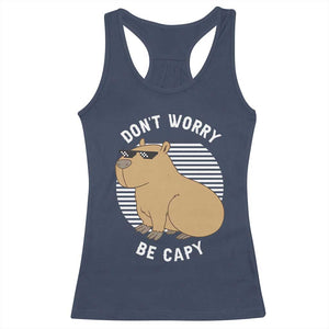 Funny Capybara Racerback Tank Top Do Not Worry Be Capy Chill Animal Lover Gift TS12 Navy Print Your Wear