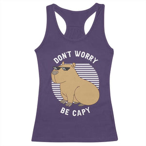 Funny Capybara Racerback Tank Top Do Not Worry Be Capy Chill Animal Lover Gift TS12 Purple Print Your Wear