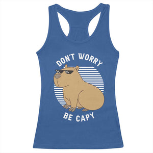 Funny Capybara Racerback Tank Top Do Not Worry Be Capy Chill Animal Lover Gift TS12 Royal Blue Print Your Wear