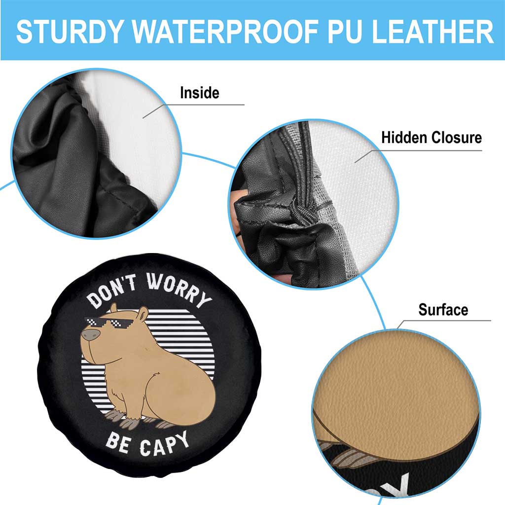 Funny Capybara Spare Tire Cover Do Not Worry Be Capy Chill Animal Lover Gift TS12 Print Your Wear