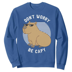 Funny Capybara Sweatshirt Do Not Worry Be Capy Chill Animal Lover Gift TS12 Royal Blue Print Your Wear