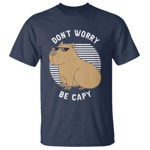 Funny Capybara T Shirt Do Not Worry Be Capy Chill Animal Lover Gift TS12 Navy Print Your Wear