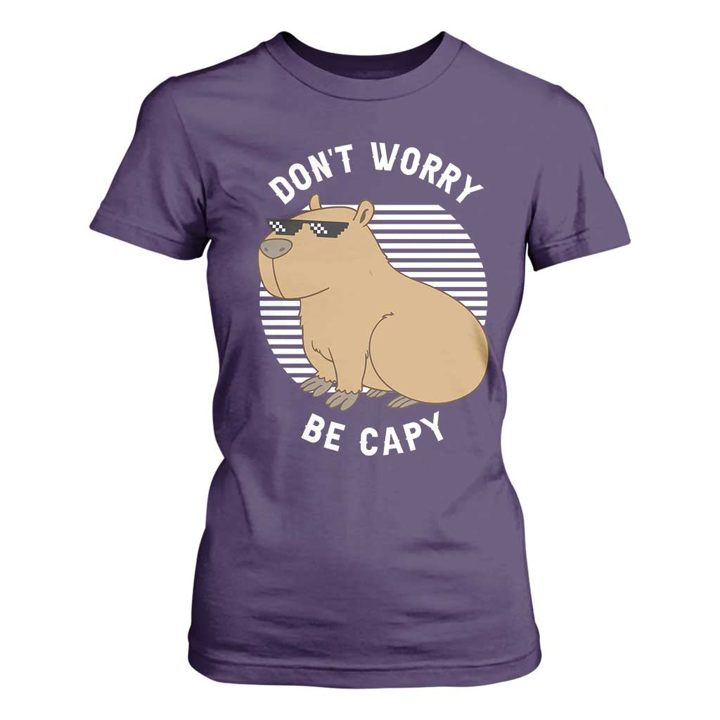 Funny Capybara T Shirt For Women Do Not Worry Be Capy Chill Animal Lover Gift TS12 Purple Print Your Wear