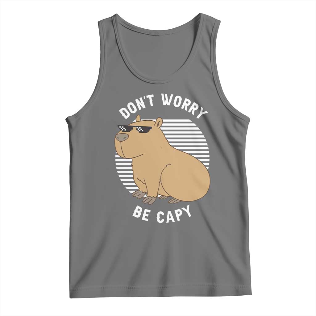 Funny Capybara Tank Top Do Not Worry Be Capy Chill Animal Lover Gift TS12 Black Heather Print Your Wear