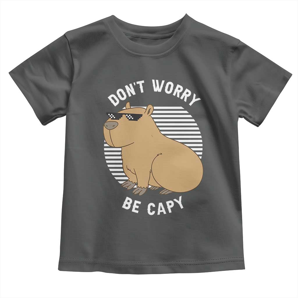 Funny Capybara Toddler T Shirt Do Not Worry Be Capy Chill Animal Lover Gift TS12 Dark Heather Print Your Wear