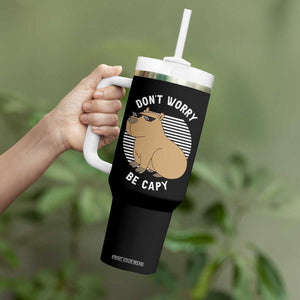Funny Capybara Tumbler With Handle Do Not Worry Be Capy Chill Animal Lover Gift TS12 Print Your Wear