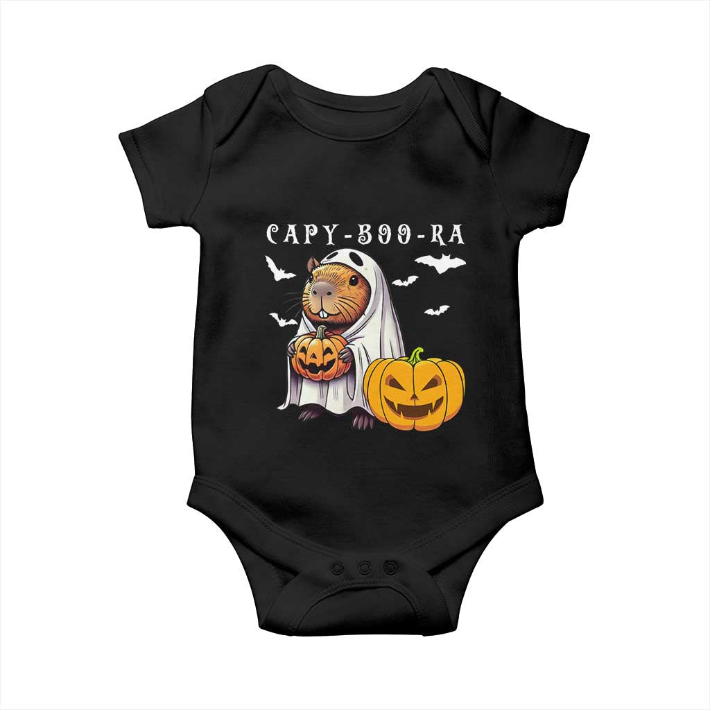 Funny Halloween Capy Boo Ra Baby Onesie Cute Capybara Boo Ghost TS12 Black Print Your Wear