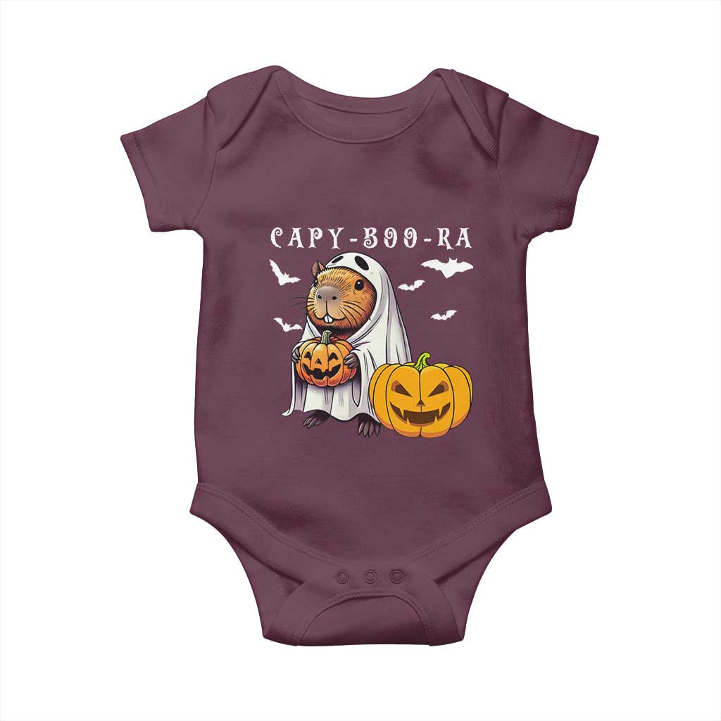 Funny Halloween Capy Boo Ra Baby Onesie Cute Capybara Boo Ghost TS12 Maroon Print Your Wear
