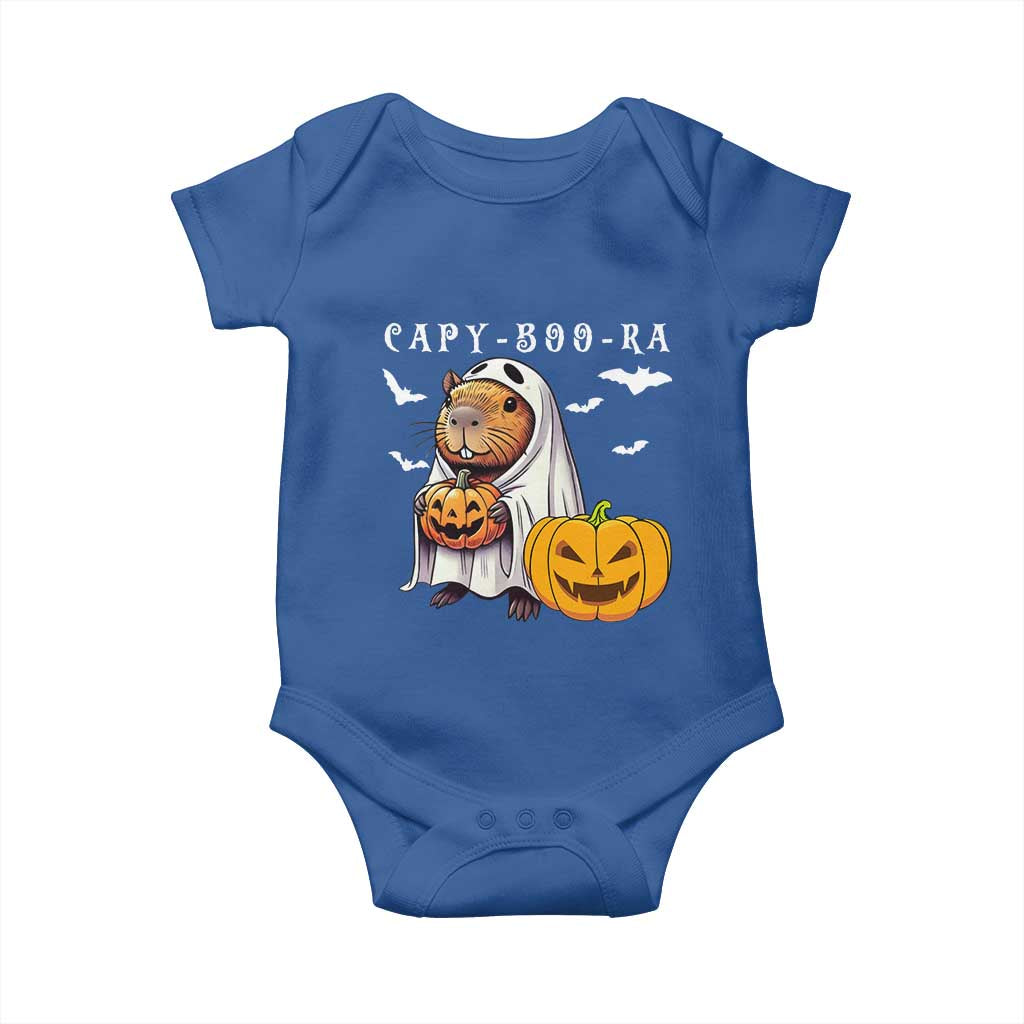 Funny Halloween Capy Boo Ra Baby Onesie Cute Capybara Boo Ghost TS12 Royal Blue Print Your Wear