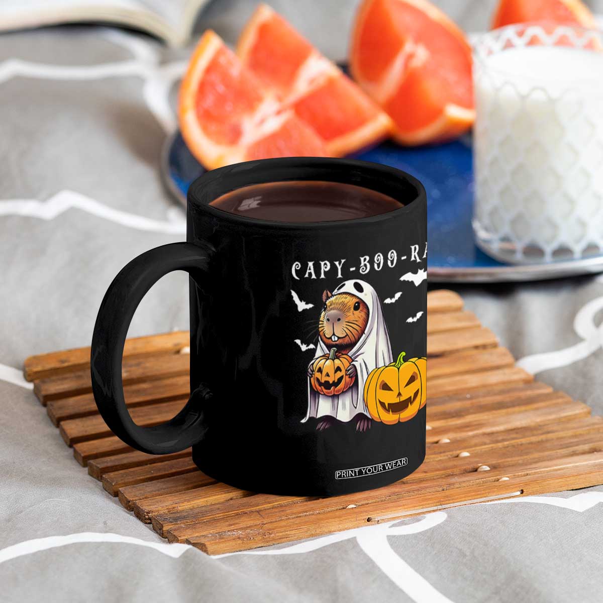 Funny Halloween Capy Boo Ra Coffee Mug Cute Capybara Boo Ghost TS12 Print Your Wear