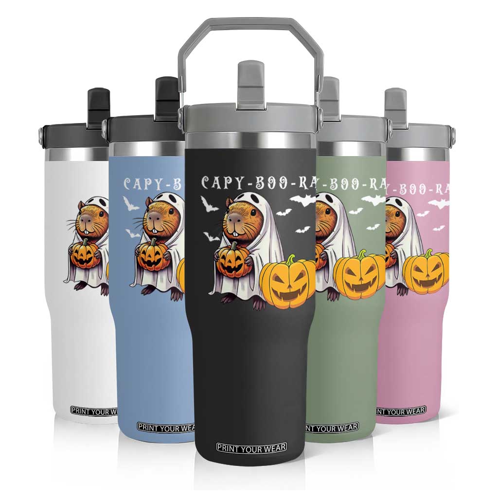 Funny Halloween Capy Boo Ra Flip Straw Tumbler Cute Capybara Boo Ghost TS12 Print Your Wear