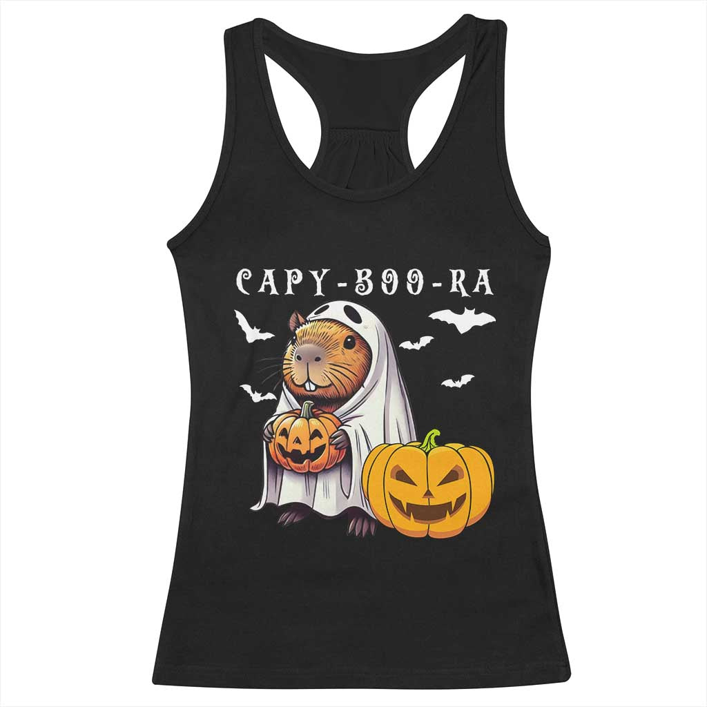 Funny Halloween Capy Boo Ra Racerback Tank Top Cute Capybara Boo Ghost TS12 Black Print Your Wear