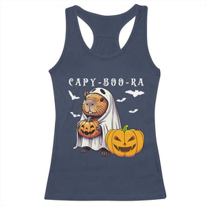 Funny Halloween Capy Boo Ra Racerback Tank Top Cute Capybara Boo Ghost TS12 Navy Print Your Wear
