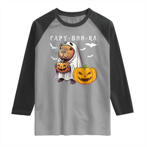 Funny Halloween Capy Boo Ra Raglan Shirt Cute Capybara Boo Ghost TS12 Sport Gray Black Print Your Wear