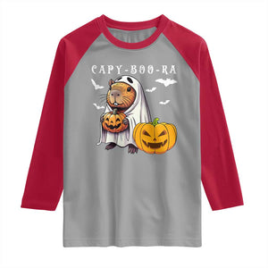 Funny Halloween Capy Boo Ra Raglan Shirt Cute Capybara Boo Ghost TS12 Sport Gray Red Print Your Wear