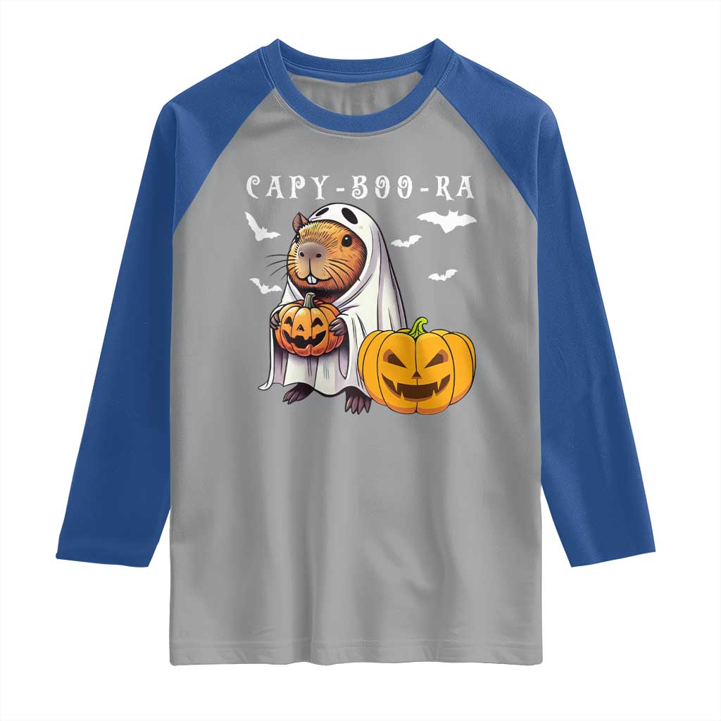 Funny Halloween Capy Boo Ra Raglan Shirt Cute Capybara Boo Ghost TS12 Sport Gray Royal Print Your Wear