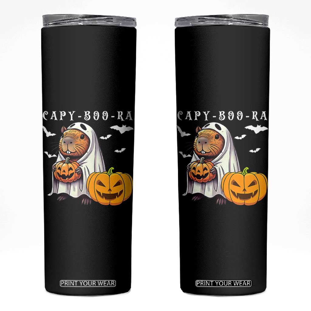 Funny Halloween Capy Boo Ra Skinny Tumbler Cute Capybara Boo Ghost TS12 Black Print Your Wear
