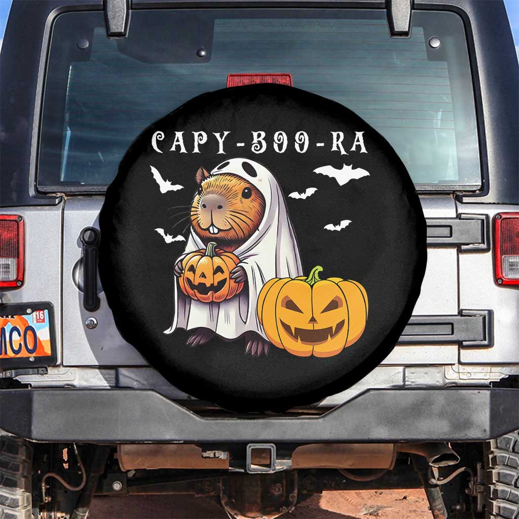 Funny Halloween Capy Boo Ra Spare Tire Cover Cute Capybara Boo Ghost TS12 No hole Black Print Your Wear