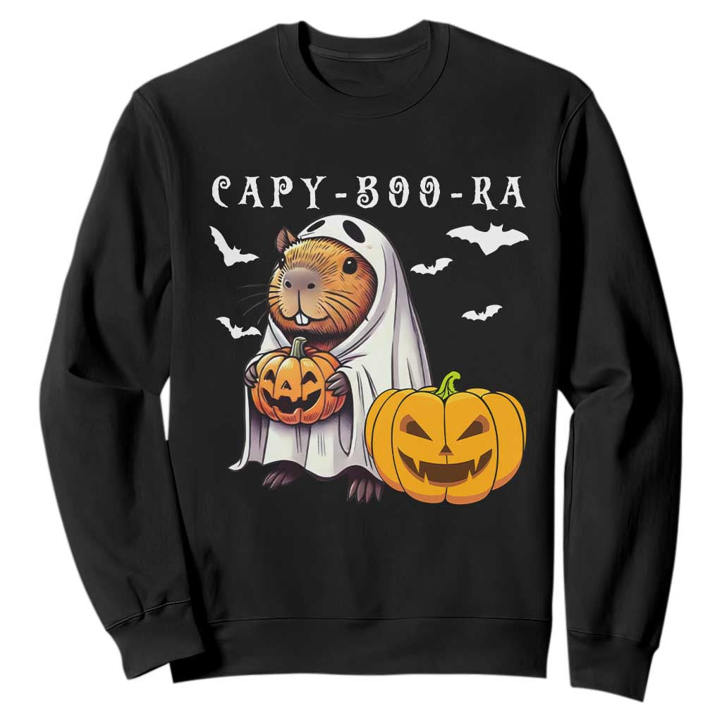 Funny Halloween Capy Boo Ra Sweatshirt Cute Capybara Boo Ghost TS12 Black Print Your Wear