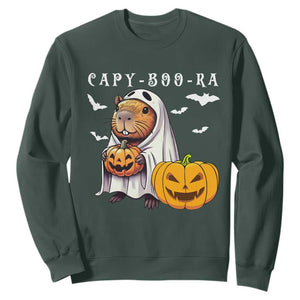 Funny Halloween Capy Boo Ra Sweatshirt Cute Capybara Boo Ghost TS12 Dark Forest Green Print Your Wear