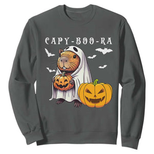 Funny Halloween Capy Boo Ra Sweatshirt Cute Capybara Boo Ghost TS12 Dark Heather Print Your Wear