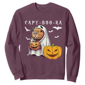 Funny Halloween Capy Boo Ra Sweatshirt Cute Capybara Boo Ghost TS12 Maroon Print Your Wear