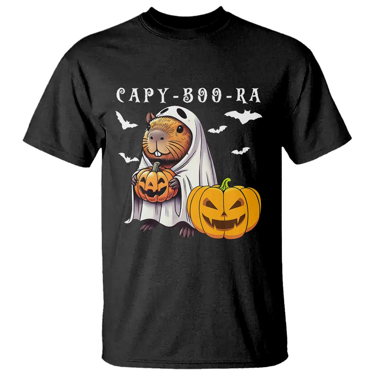 Funny Halloween Capy Boo Ra T Shirt Cute Capybara Boo Ghost TS12 Black Print Your Wear