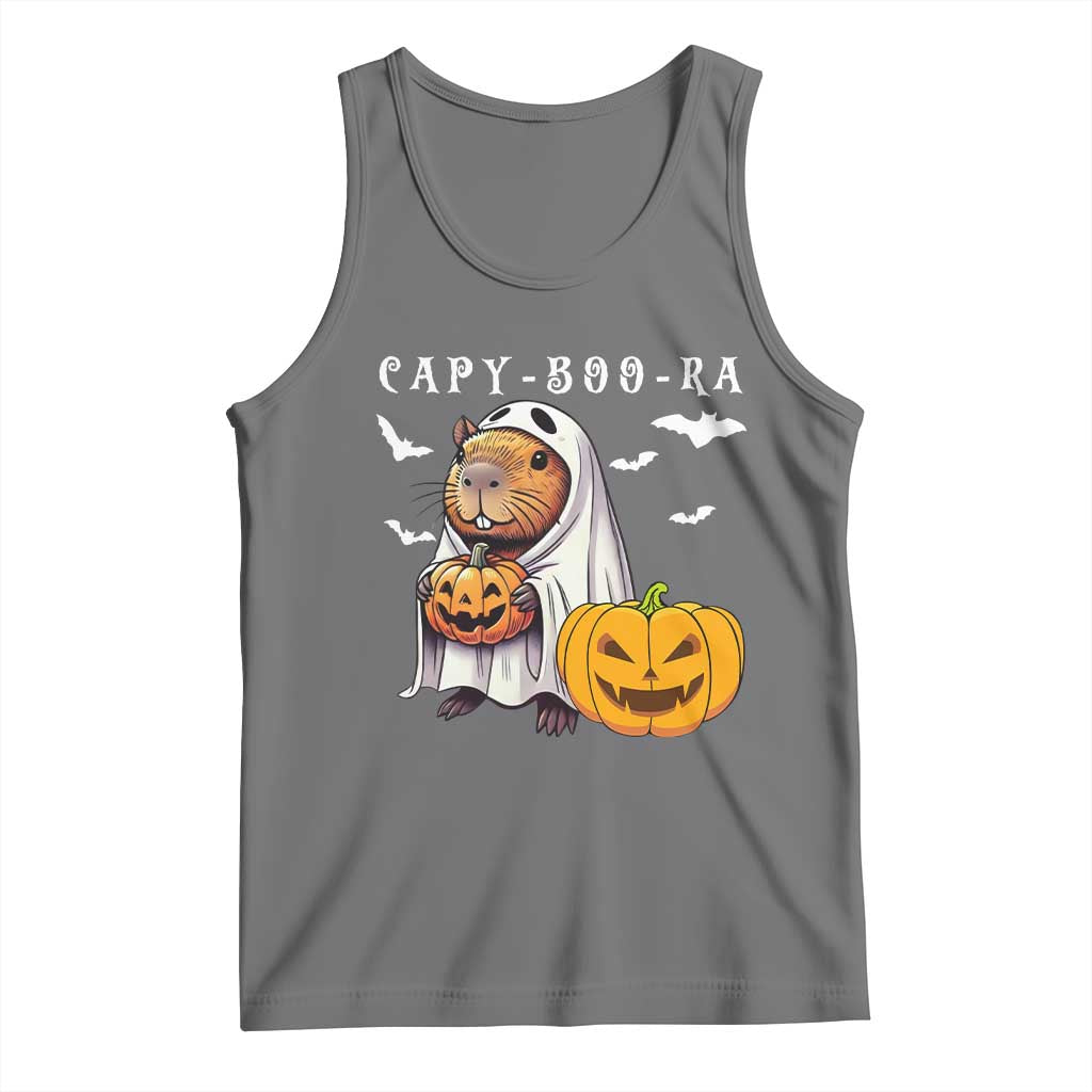 Funny Halloween Capy Boo Ra Tank Top Cute Capybara Boo Ghost TS12 Black Heather Print Your Wear