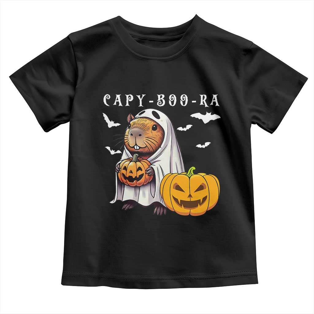 Funny Halloween Capy Boo Ra Toddler T Shirt Cute Capybara Boo Ghost TS12 Black Print Your Wear
