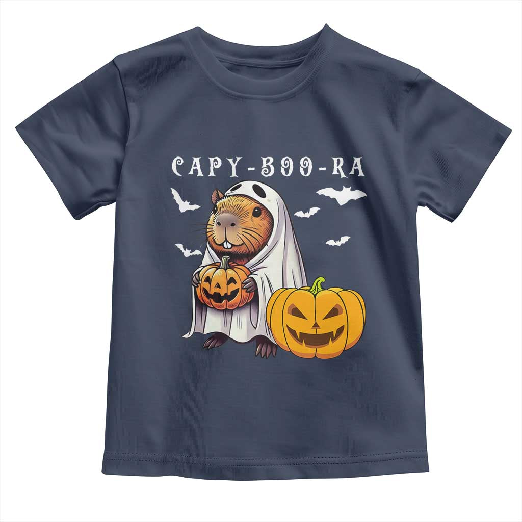 Funny Halloween Capy Boo Ra Toddler T Shirt Cute Capybara Boo Ghost TS12 Navy Print Your Wear