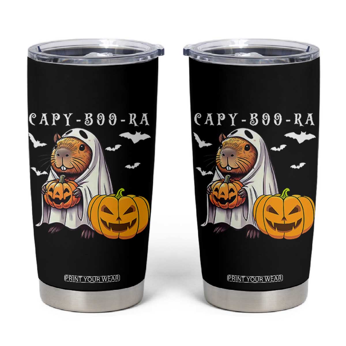 Funny Halloween Capy Boo Ra Tumbler Cup Cute Capybara Boo Ghost TS12 Black Print Your Wear