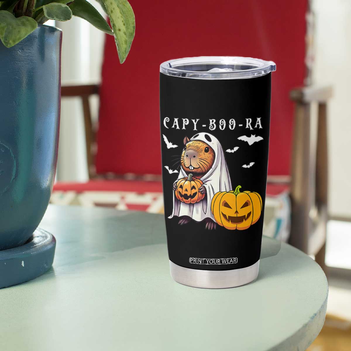 Funny Halloween Capy Boo Ra Tumbler Cup Cute Capybara Boo Ghost TS12 Print Your Wear