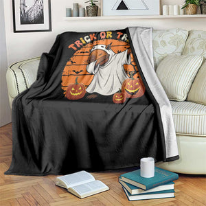 Funny Capybara Halloween Throw Blanket Trick Or Treat Cute Cappy Boo Ghost TS12 Print Your Wear