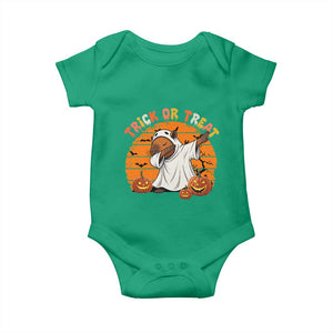 Funny Capybara Halloween Baby Onesie Trick Or Treat Cute Cappy Boo Ghost TS12 Irish Green Print Your Wear
