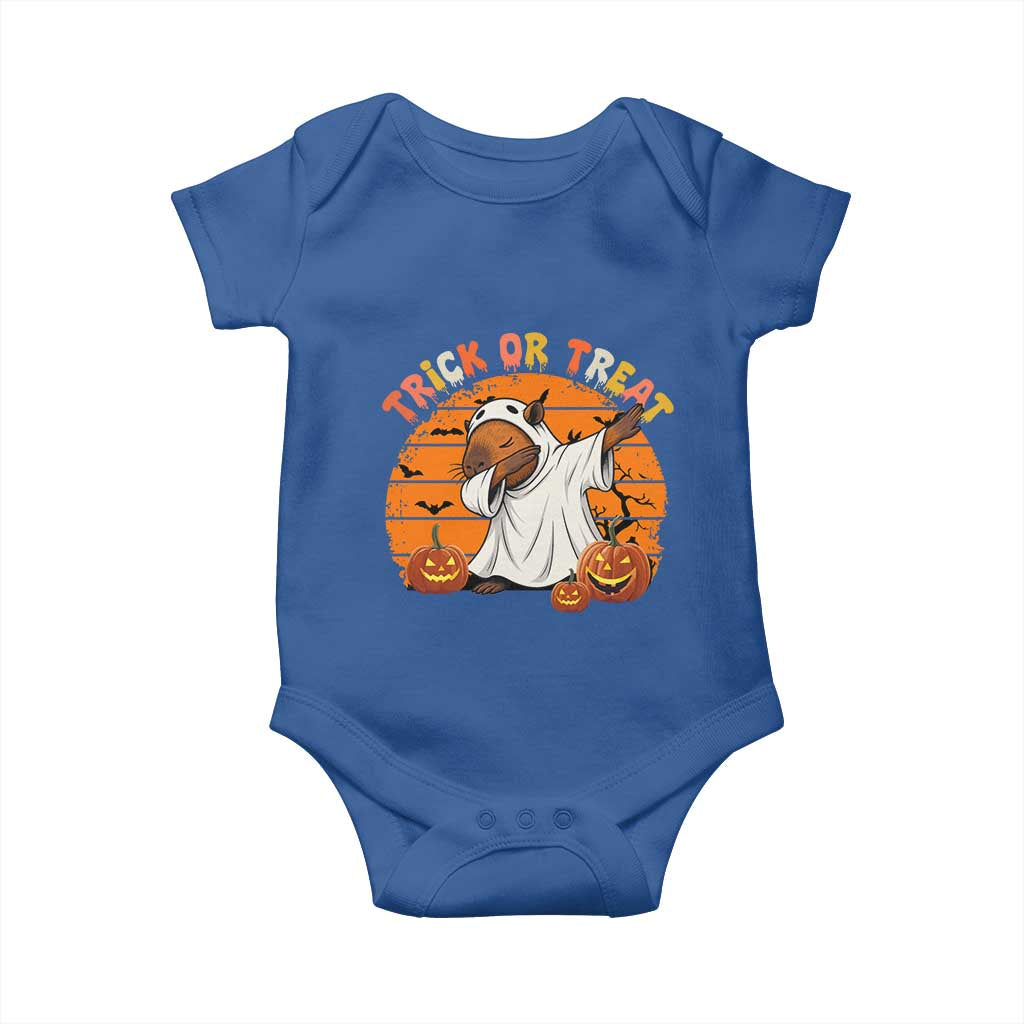 Funny Capybara Halloween Baby Onesie Trick Or Treat Cute Cappy Boo Ghost TS12 Royal Blue Print Your Wear