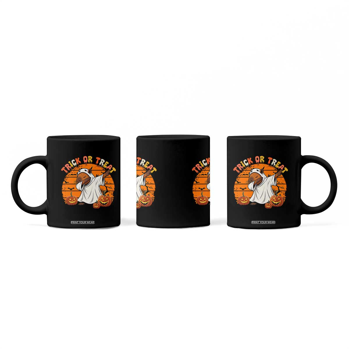 Funny Capybara Halloween Coffee Mug Trick Or Treat Cute Cappy Boo Ghost TS12 Print Your Wear