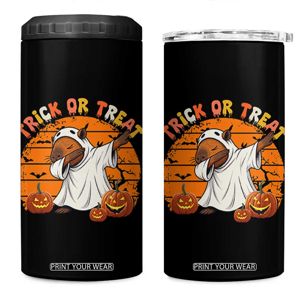 Funny Capybara Halloween 4 in 1 Can Cooler Tumbler Trick Or Treat Cute Cappy Boo Ghost TS12 One Size: 16 oz Black Print Your Wear