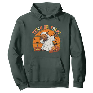 Funny Capybara Halloween Hoodie Trick Or Treat Cute Cappy Boo Ghost TS12 Dark Forest Green Print Your Wear
