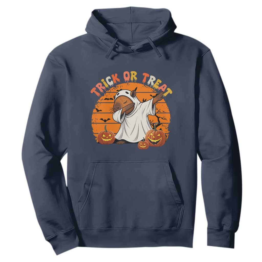 Funny Capybara Halloween Hoodie Trick Or Treat Cute Cappy Boo Ghost TS12 Navy Print Your Wear